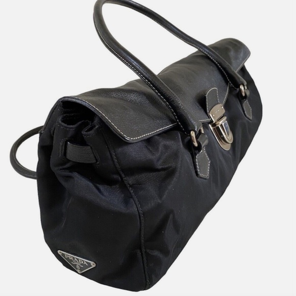 PRADA | Handbag | Prada Nylon & Leather Tessuto Pushlock Vintage Shoulde… - Picture 10 of 11